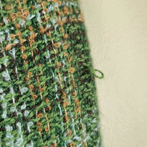 Vintage Harve Benard Fur Collared Trim Wool Blend Green Tweed Blazer Jacket 6 - Picture 7 of 15